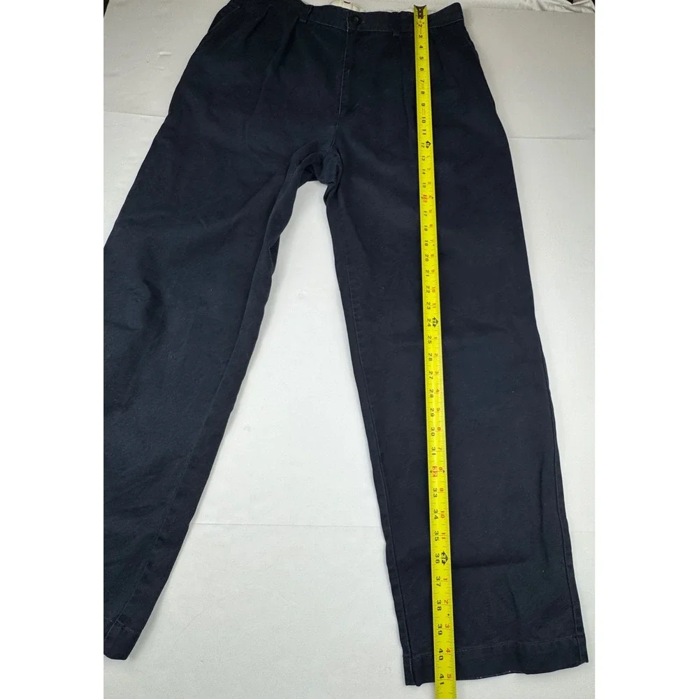 Vintage Polo Ralph Lauren Chinos 33x30 Cotton Navy Blue Pleated Relaxed USA Made